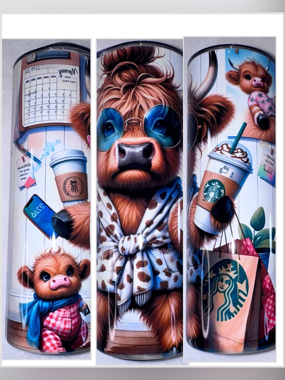 New 20oz Skinny Tumbler Highland Cow Coffee & Shopping
